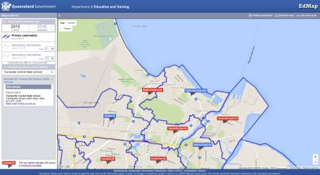 catchment area central map enrolment schools management townsville indicated surrounding however plan does place red
